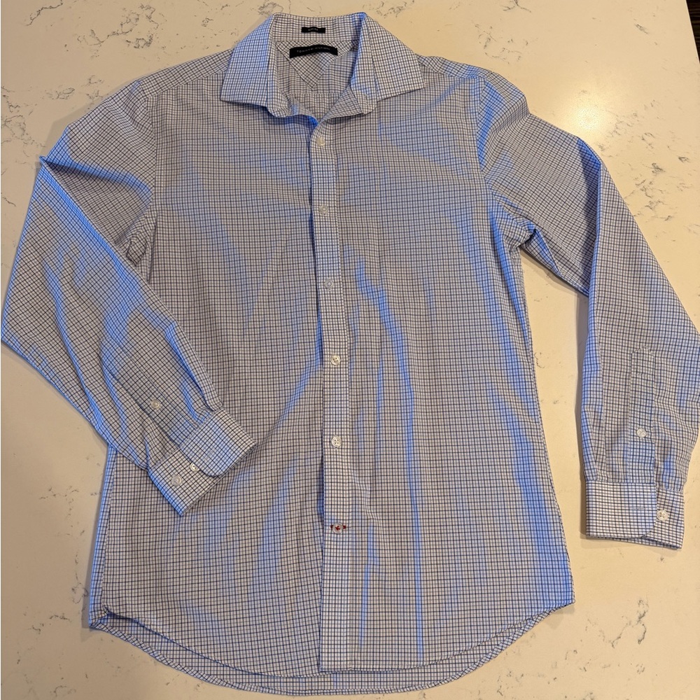 Tommy Hilfiger Light Blue Checked Dress Shirt 15 32/33